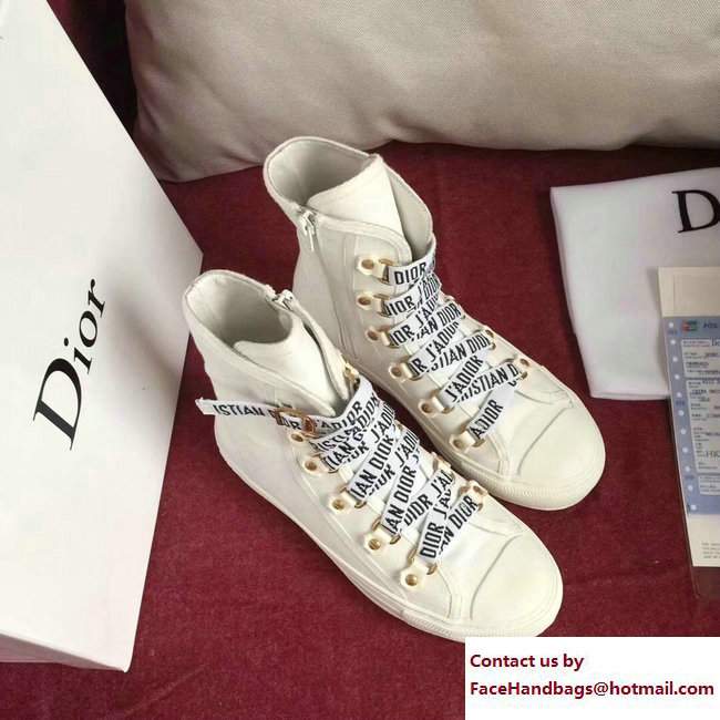 Dior Canvas J'Adior Laces High-Top Trainer Sneakers White Cruise 2018