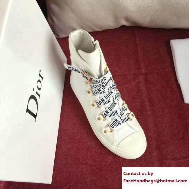 Dior Canvas J'Adior Laces High-Top Trainer Sneakers White Cruise 2018