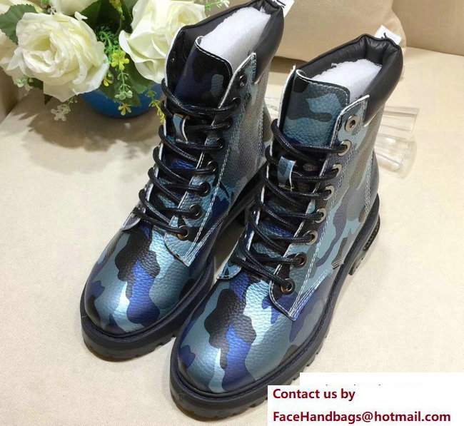 Dior J'adior Star Lace-up Ankle Boots Camo Blue 2017