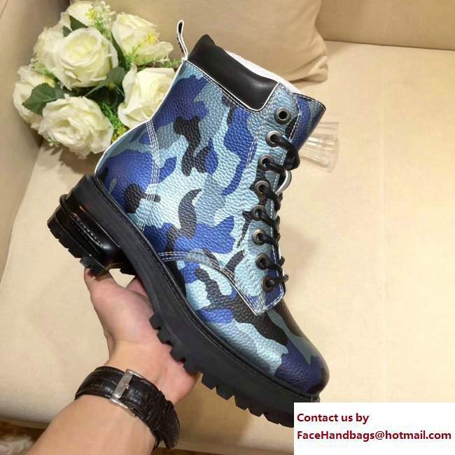 Dior J'adior Star Lace-up Ankle Boots Camo Blue 2017