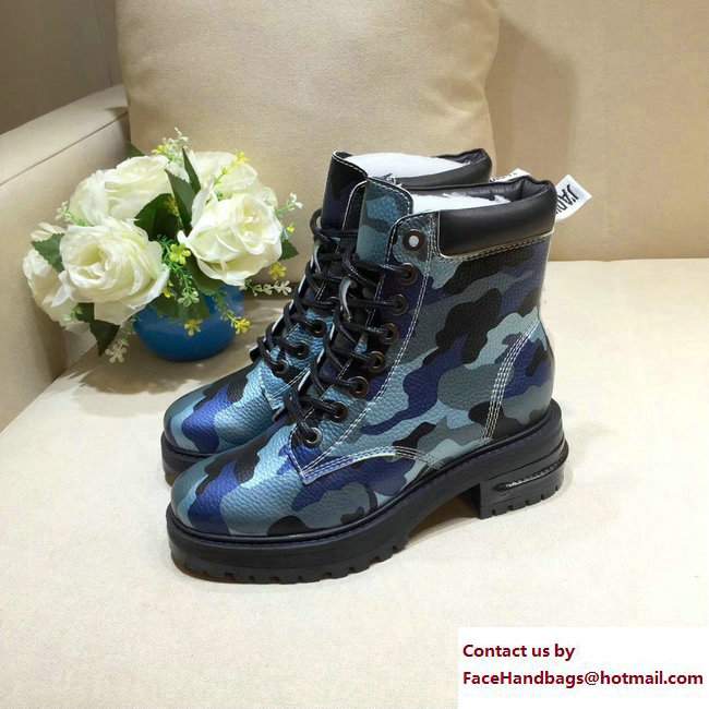 Dior J'adior Star Lace-up Ankle Boots Camo Blue 2017