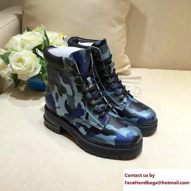 Dior J'adior Star Lace-up Ankle Boots Camo Blue 2017