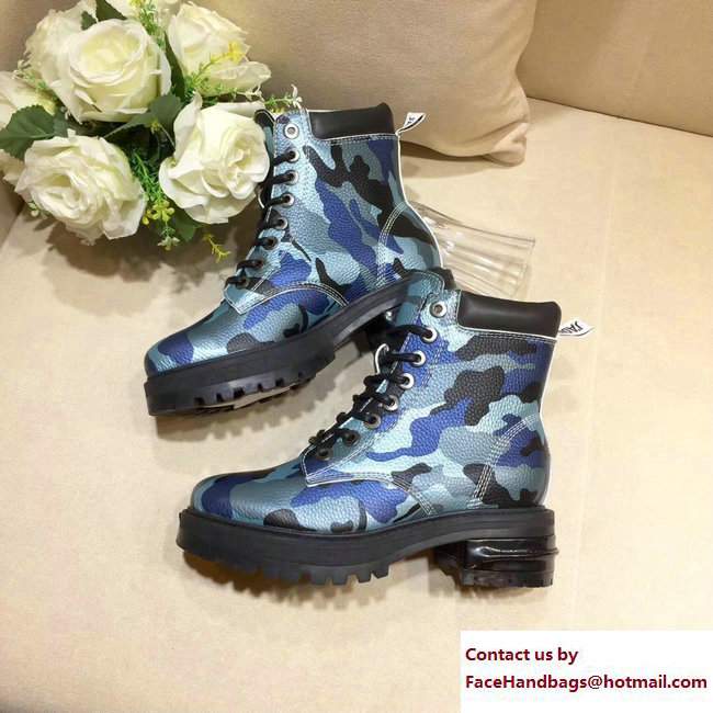 Dior J'adior Star Lace-up Ankle Boots Camo Blue 2017