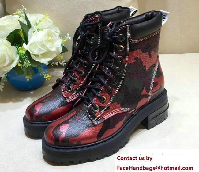 Dior J'adior Star Lace-up Ankle Boots Camo Red 2017