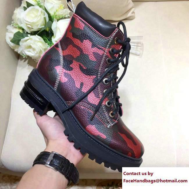 Dior J'adior Star Lace-up Ankle Boots Camo Red 2017