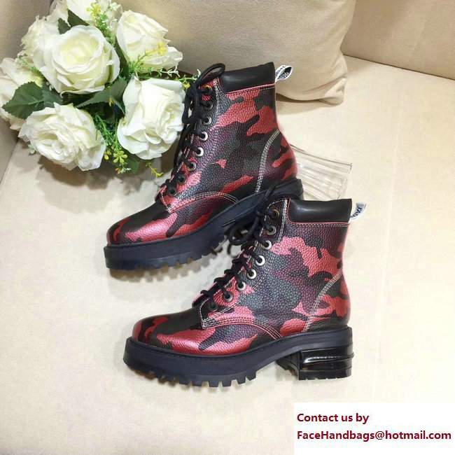 Dior J'adior Star Lace-up Ankle Boots Camo Red 2017