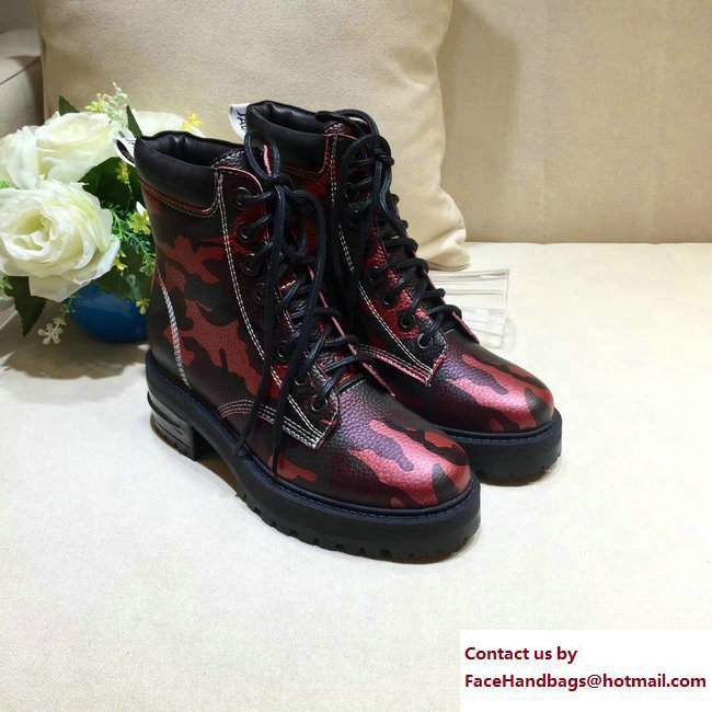 Dior J'adior Star Lace-up Ankle Boots Camo Red 2017