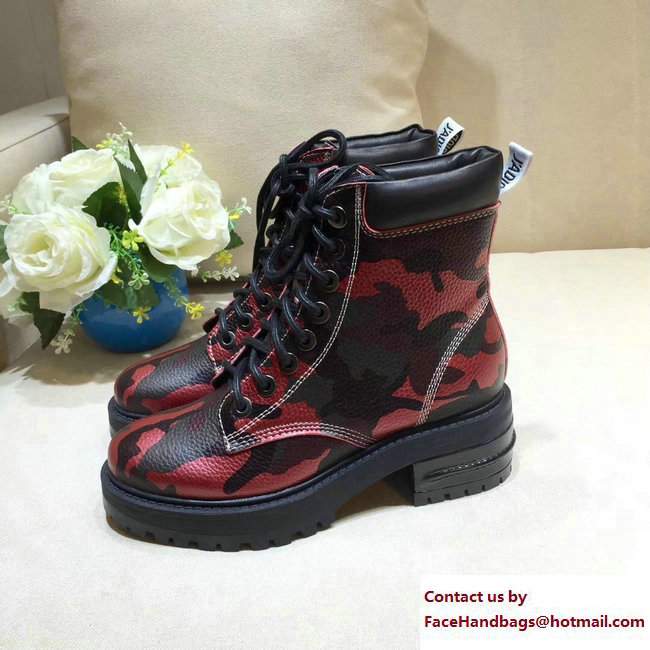 Dior J'adior Star Lace-up Ankle Boots Camo Red 2017