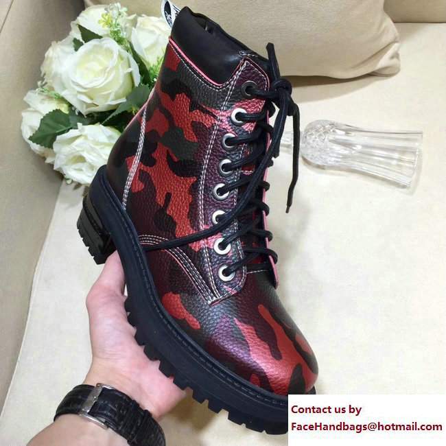 Dior J'adior Star Lace-up Ankle Boots Camo Red 2017