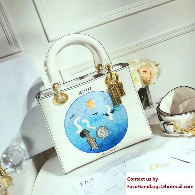 Dior Moon Handpainted Lady Dior Bag White Cruise 2018