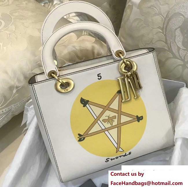 Dior Swords Handpainted Lady Dior Bag White Cruise 2018