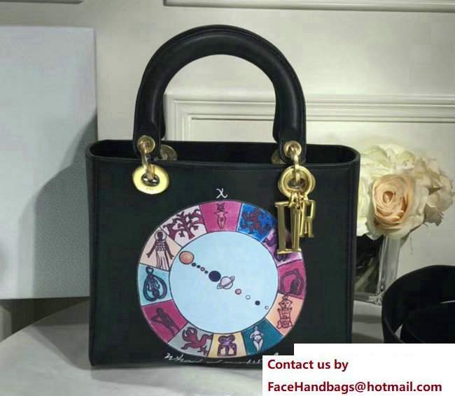 Dior Wheel of Fortune Handpainted Lady Dior Bag Black Cruise 2018