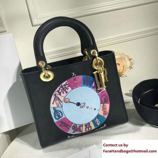 Dior Wheel of Fortune Handpainted Lady Dior Bag Black Cruise 2018