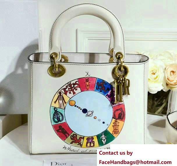 Dior Wheel of Fortune Handpainted Lady Dior Bag White Cruise 2018