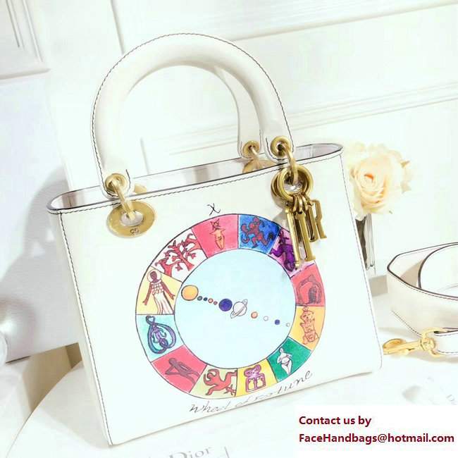 Dior Wheel of Fortune Handpainted Lady Dior Bag White Cruise 2018