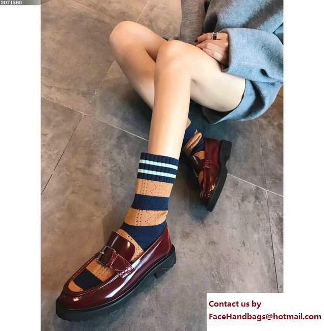 Fendi Brushed Calfskin Rockoko Loafers Burgundy 2017