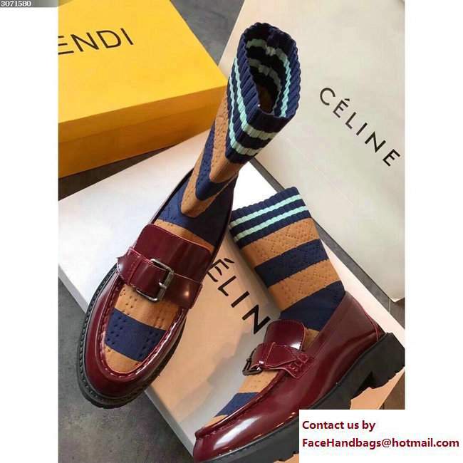 Fendi Brushed Calfskin Rockoko Loafers Burgundy 2017