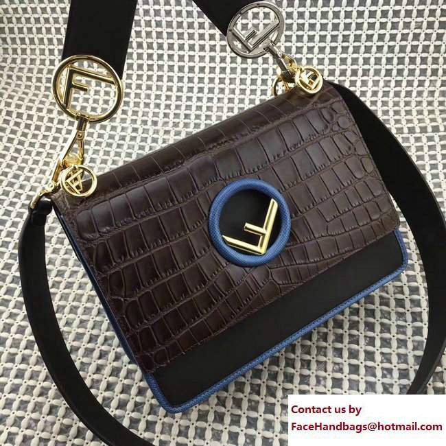 Fendi Croco Pattern Flap Medium Kan I Logo Bag Burgundy 2017