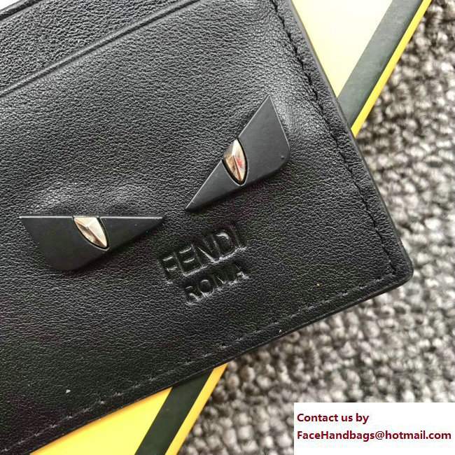 Fendi Leather Card Holder Black Metal Bag Bugs Eyes Black 2018