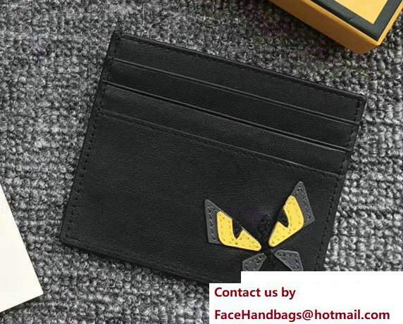 Fendi Leather Card Holder Butterfleye Black 2018