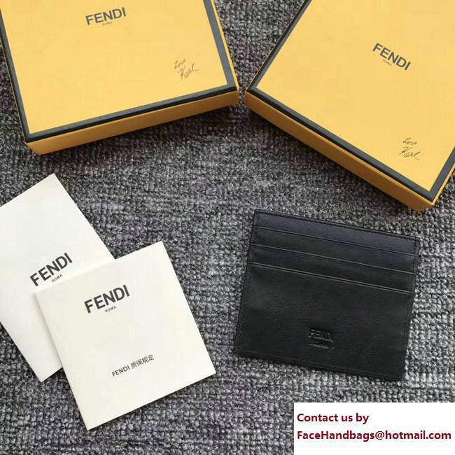 Fendi Leather Card Holder Butterfleye Black 2018