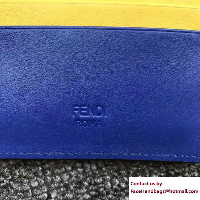 Fendi Leather Card Holder Metal Bag Bugs Eyes Blue/Yellow 2018