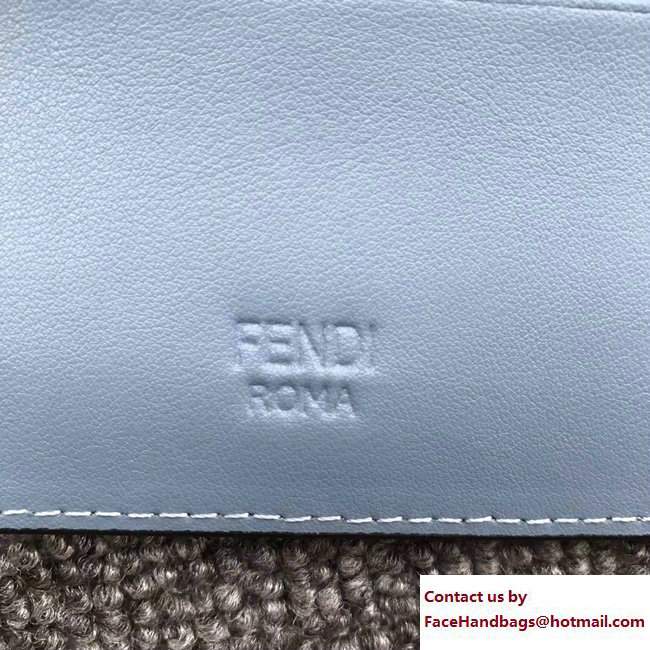 Fendi Leather Card Holder Metal Bag Bugs Eyes Light Blue 2018