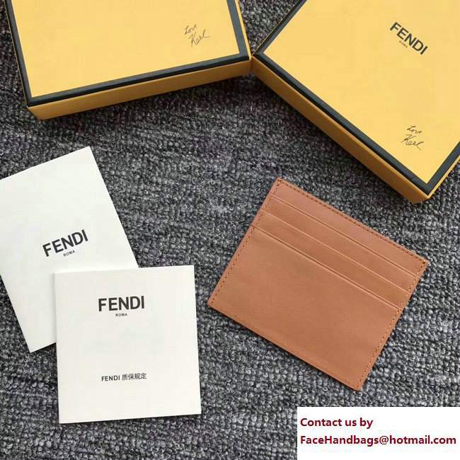 Fendi Leather Card Holder Metal Bars Khaki 2018