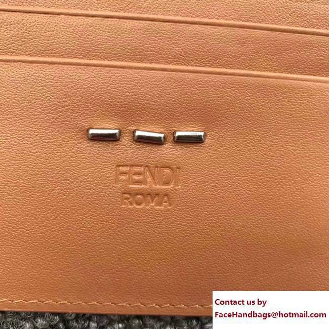 Fendi Leather Card Holder Metal Bars Khaki 2018