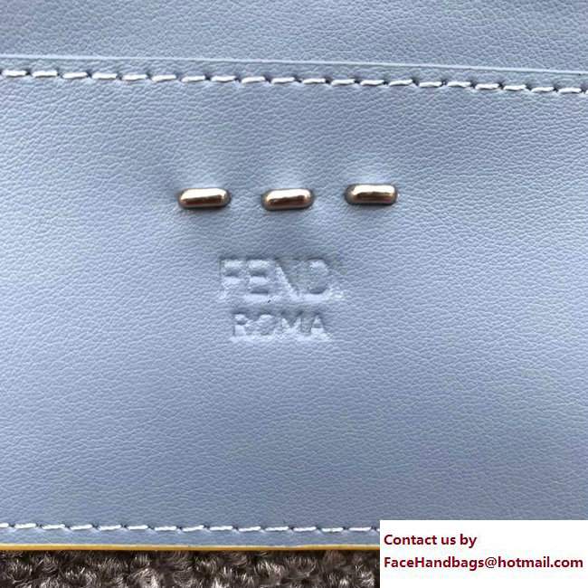 Fendi Leather Card Holder Metal Bars Light Blue 2018