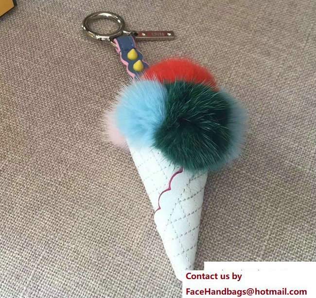 Fendi Multicolour Fox Fur Ice Cream Key Charm 01 2018