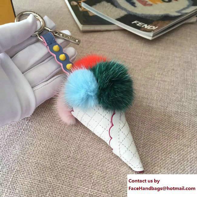 Fendi Multicolour Fox Fur Ice Cream Key Charm 01 2018