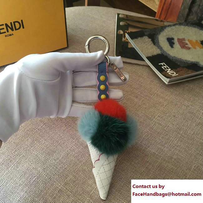 Fendi Multicolour Fox Fur Ice Cream Key Charm 01 2018