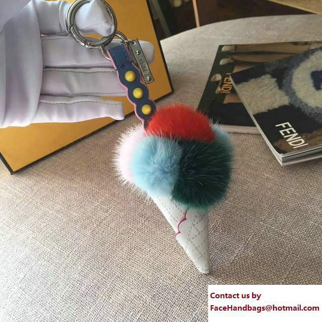 Fendi Multicolour Fox Fur Ice Cream Key Charm 01 2018