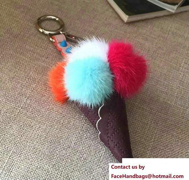 Fendi Multicolour Fox Fur Ice Cream Key Charm 02 2018