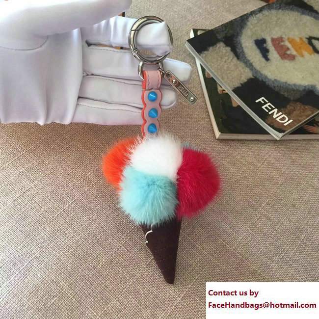 Fendi Multicolour Fox Fur Ice Cream Key Charm 02 2018