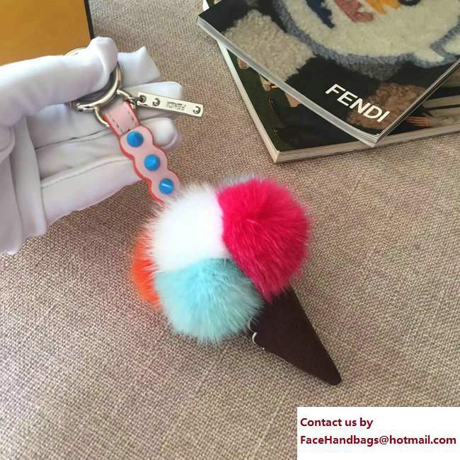 Fendi Multicolour Fox Fur Ice Cream Key Charm 02 2018