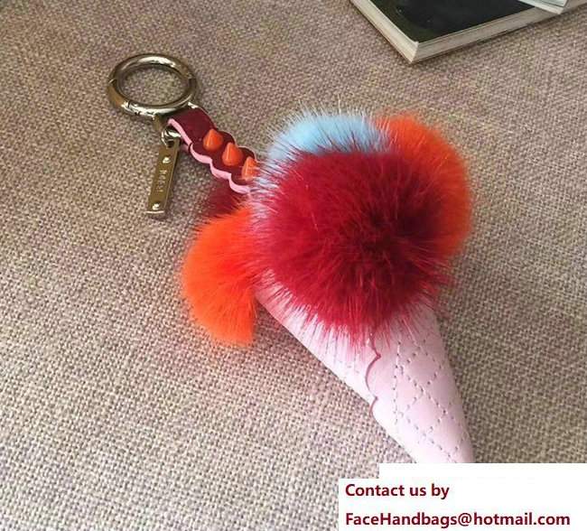 Fendi Multicolour Fox Fur Ice Cream Key Charm 03 2018