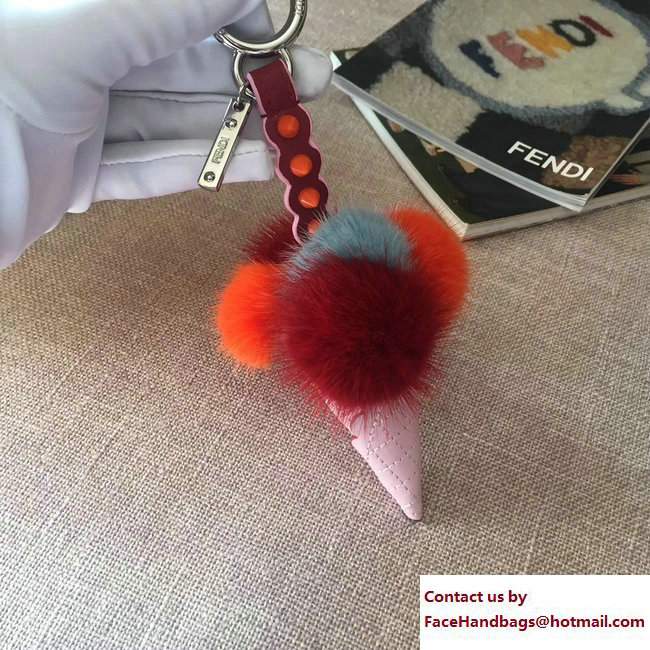 Fendi Multicolour Fox Fur Ice Cream Key Charm 03 2018