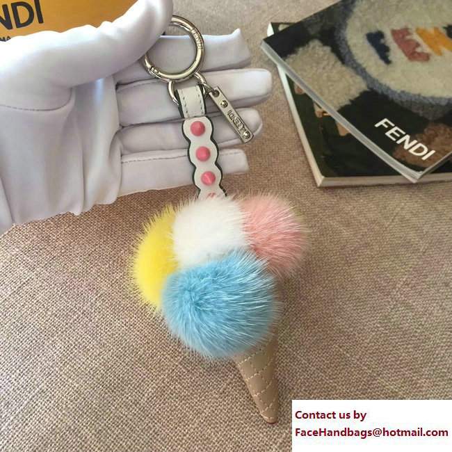 Fendi Multicolour Fox Fur Ice Cream Key Charm 04 2018