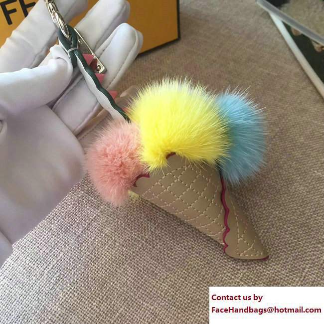 Fendi Multicolour Fox Fur Ice Cream Key Charm 04 2018