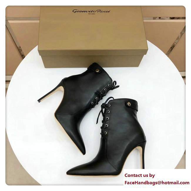 Gianvito Rossi Heel 8.5cm Anden Lace-Up Bootie Black 2017