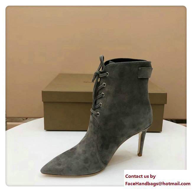 Gianvito Rossi Heel 8.5cm Anden Lace-Up Bootie Suede Gray 2017