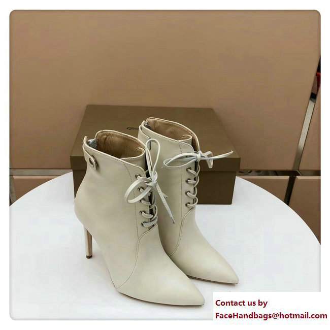 Gianvito Rossi Heel 8.5cm Anden Lace-Up Bootie White 2017