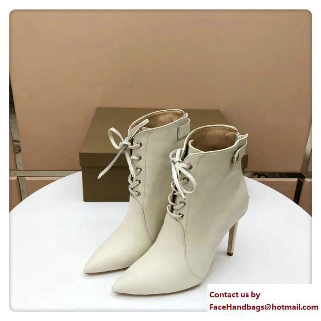 Gianvito Rossi Heel 8.5cm Anden Lace-Up Bootie White 2017