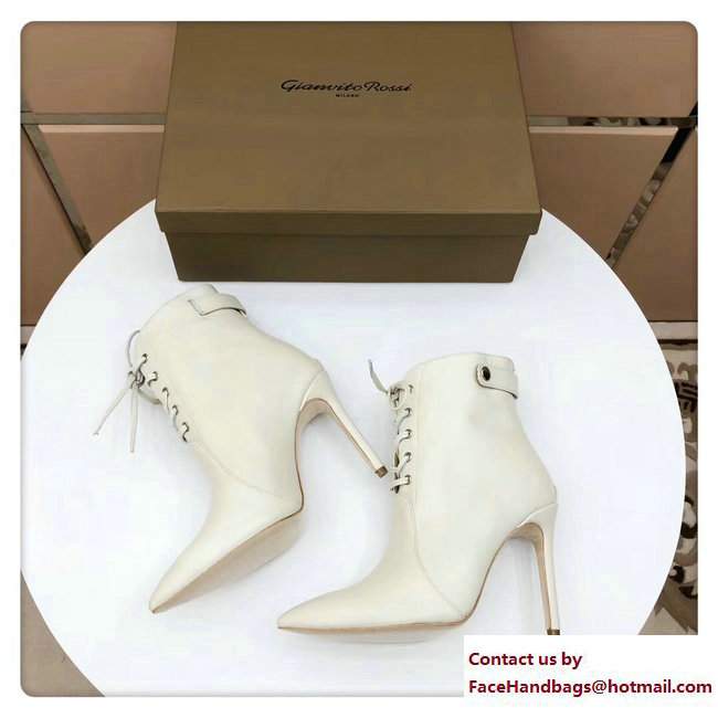 Gianvito Rossi Heel 8.5cm Anden Lace-Up Bootie White 2017