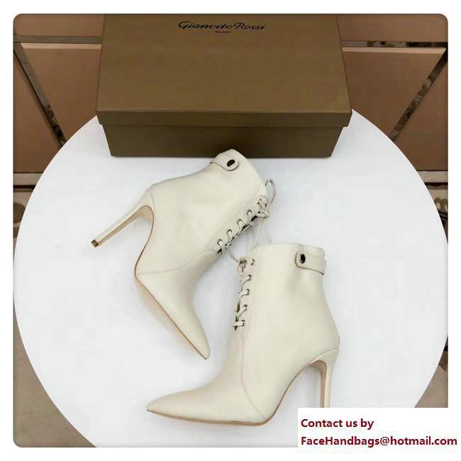 Gianvito Rossi Heel 8.5cm Anden Lace-Up Bootie White 2017