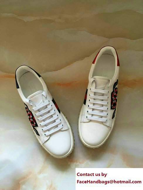 Gucci Crystals Platform Web Ace Sneakers 505995 Snake White 2017