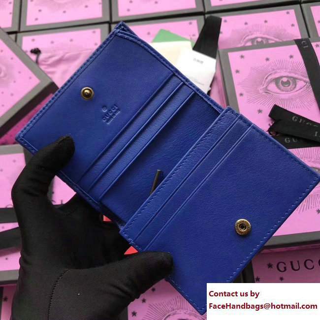 Gucci Velvet GG Marmont Card Case 466492 Blue 2017