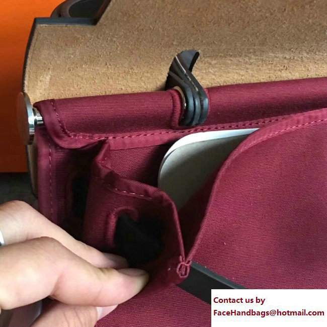 Hermes Canvas And Leather Herbag Zip 31 Bag Burgundy/Black